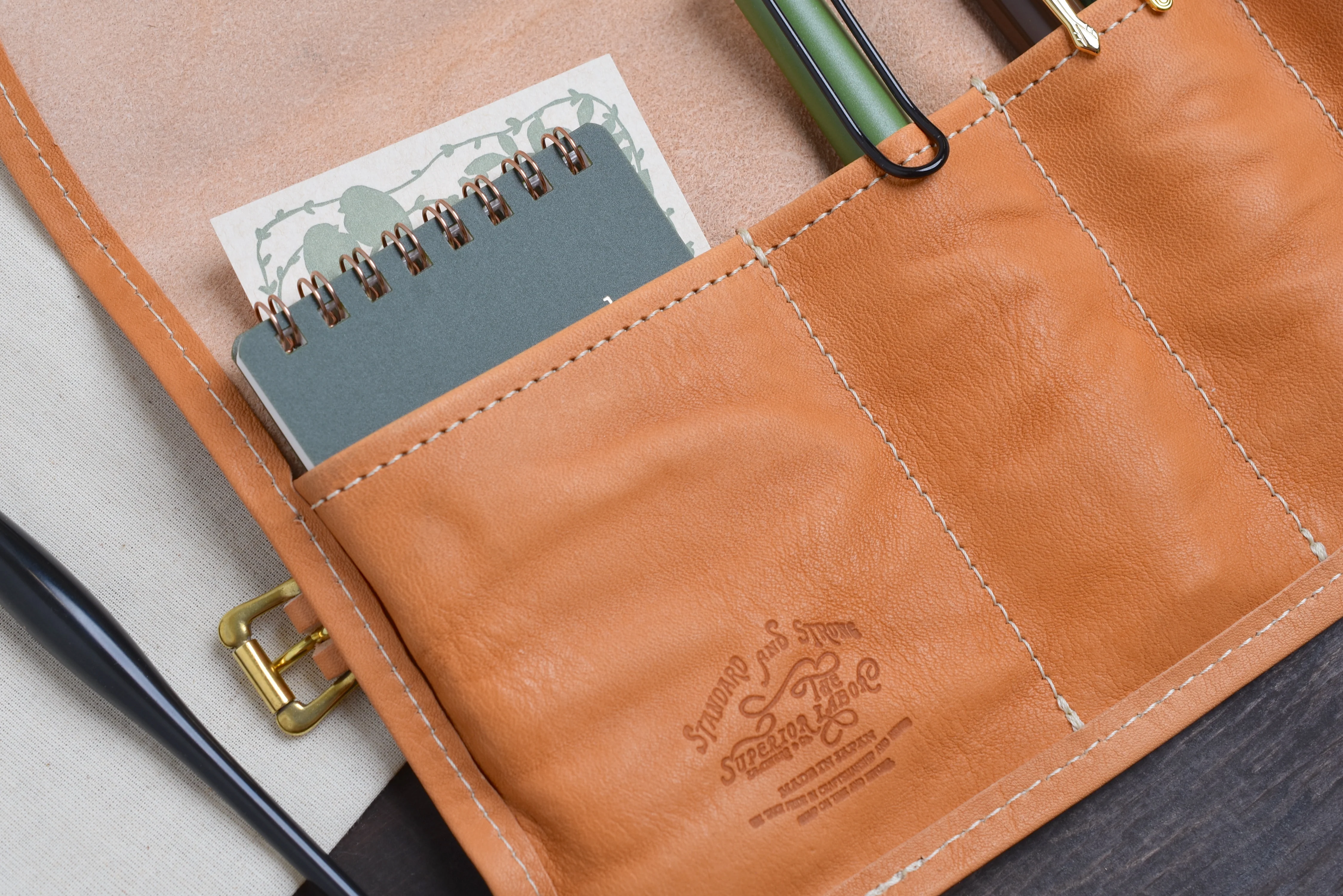 The Superior Labor Leather Roll Pen Case - Natural - Image 12